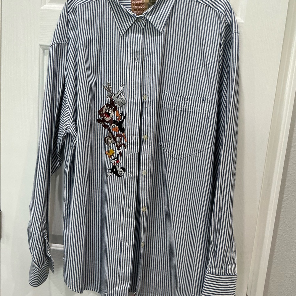 Warner Bros Blue and White Striped Blouse